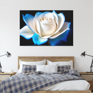 White and Blue Rose Canvas Print