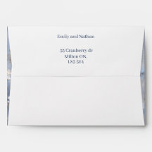 White and blue rustic envelope