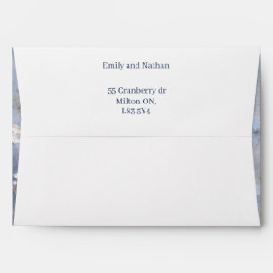 White and blue rustic envelope