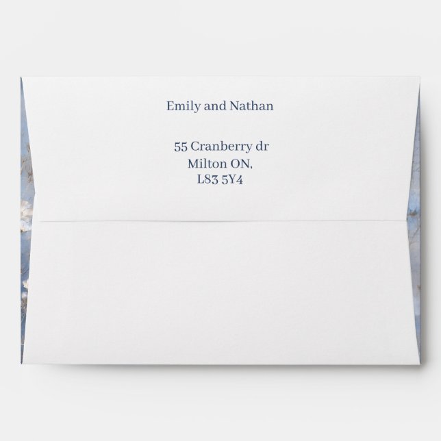 White and blue rustic envelope  (Back (Top Flap))