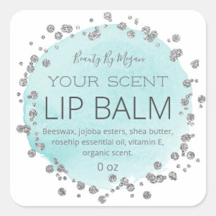 White And Blue   Silver Dots Lip Balm Labels