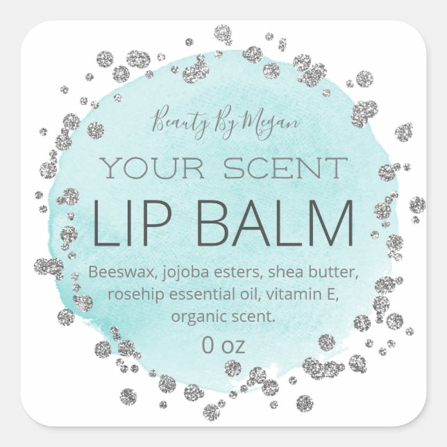 White And Blue | Silver Dots Lip Balm Labels (Front)