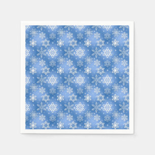 White and blue snowflake pattern napkin