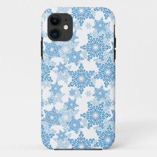 White and Blue Snowflake Seamless Pattern Case-Mate iPhone Case