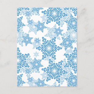 White and Blue Snowflake Seamless Pattern Postcard