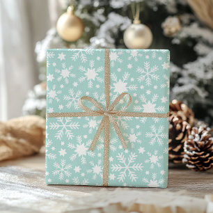 White and Blue Snowflake Wrapping Paper