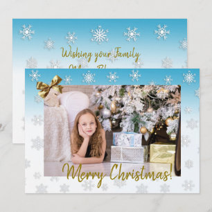 White and Blue Snowflakes Elegant Christmas Card