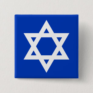 White and Blue Star of David 15 Cm Square Badge