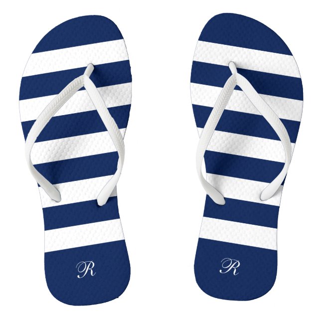 White and blue stripes pattern jandals (Footbed)