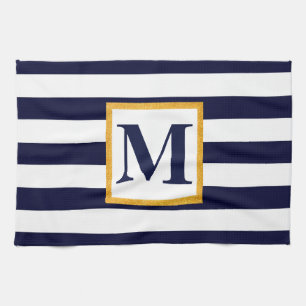 White and Blue Stripes Tea Towel
