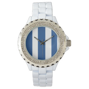 White And Blue Stripes Watch
