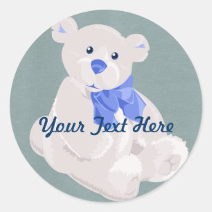 White and Blue Teddy Bear Stickers