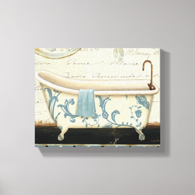 White and Blue Vintage Bath Tub Canvas Print (Front)