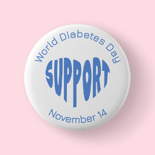 White And Blue World Diabetes Day Awareness Button