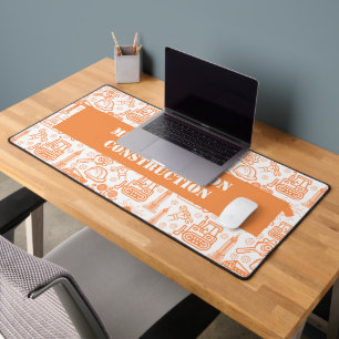 white and brown Architectural Blueprint Engineer Desk Mat