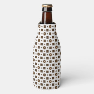 White and Brown Chequered Pattern Bottle Cooler