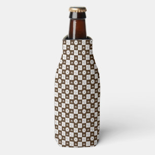 White and Brown Chequered Pattern Bottle Cooler
