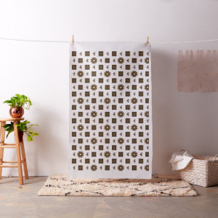 White and Brown Chequered Pattern Fabric