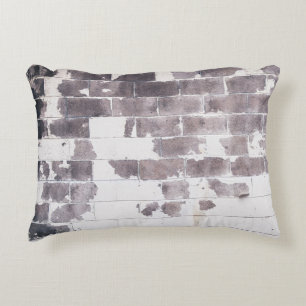 White and brown concrete wall decorative cushion