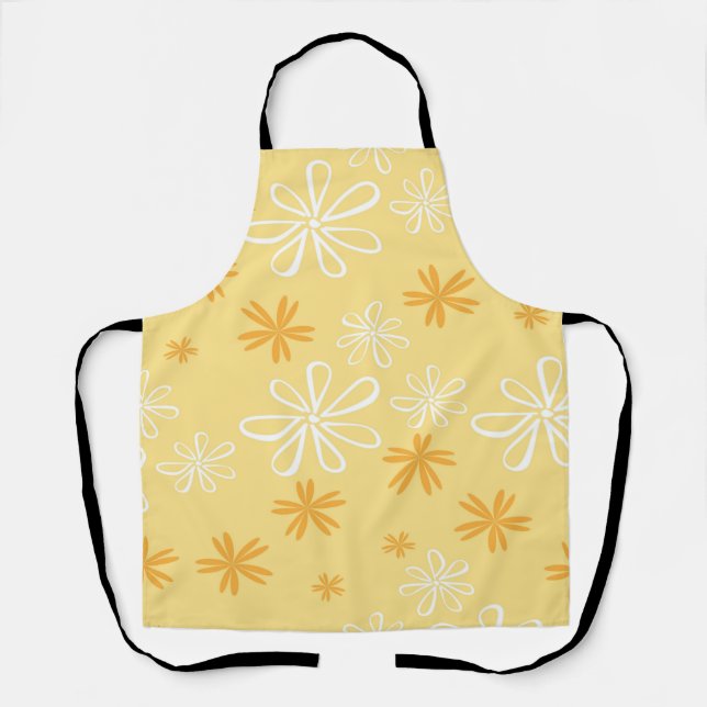 white and brown floral pattern throw pillow apron (Front)