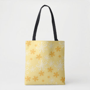 white and brown floral pattern throw pillow tote bag