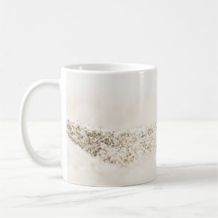 White and brown floral textile coffee mug