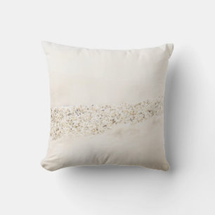 White and brown floral textile cushion