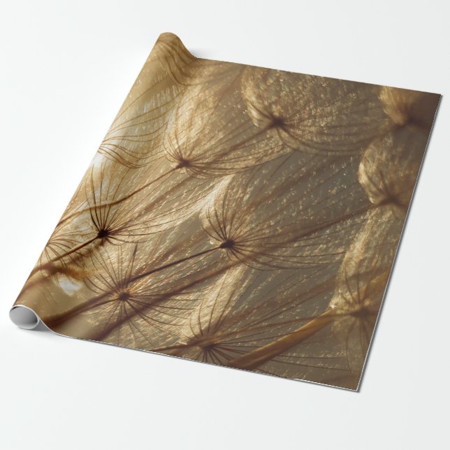 White and brown floral textile wrapping paper (Unrolled)