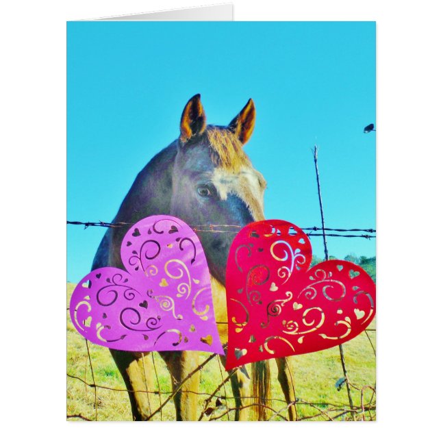 White and Brown horse Valentine Hearts (Front)