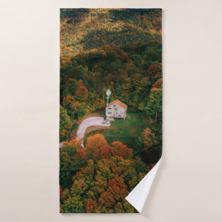 WHITE AND BROWN HOUSE SURROUNDED BY TREES BATH TOWEL