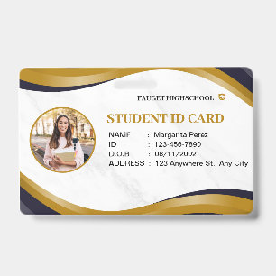 White and Brown Modern Highschool Id Card Badge