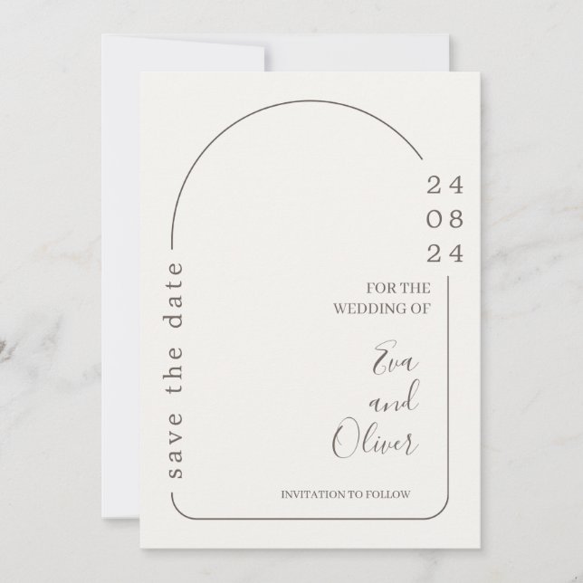 White and Brown Simple Wedding Invitation (Front)