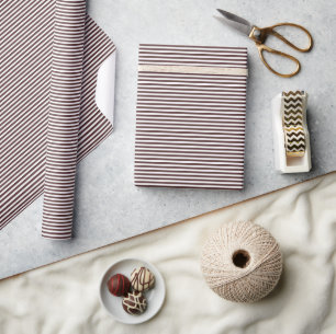 White and brown stripes chocolate love denser wrapping paper