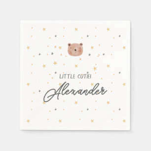 White and Brown Watercolor Cute Baby Shower Napkin