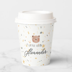 White and Brown Watercolor Cute Baby Shower Paper Cups
