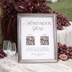 White and Brown Wedding Honeymoon Fund  Poster