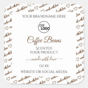 White and Brown Word Cloud Product Labels Add Logo