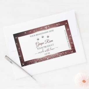 White and Burgundy Glitter Product Labels DIamonds