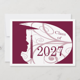 White and Burgundy Man Silhouette 2027 Card