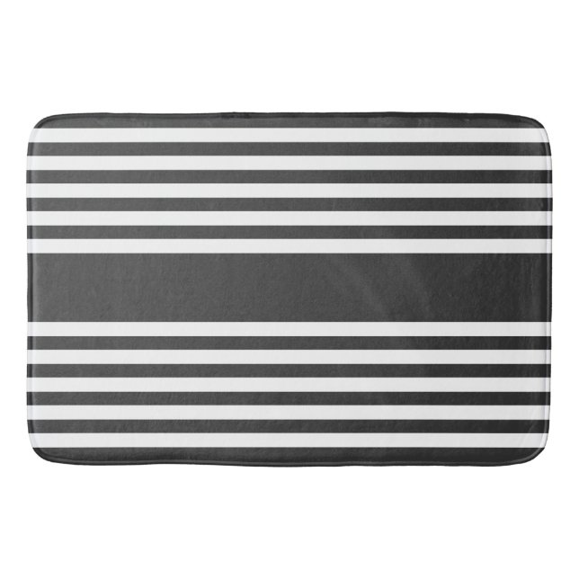 White and charcoal five stripes pattern bath mat (Front)