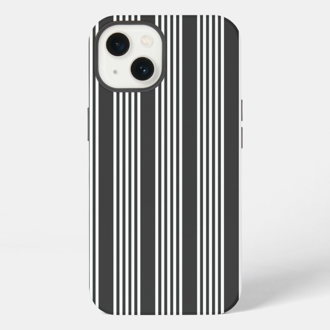White and charcoal five stripes pattern iPhone case (Back)