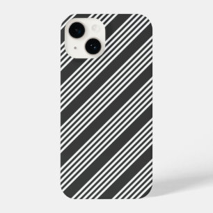 White and charcoal five stripes pattern iPhone 14 case
