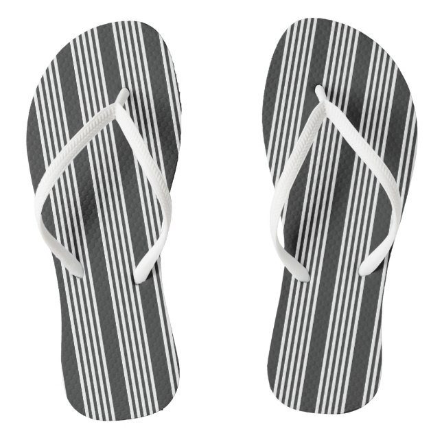 White and charcoal five stripes pattern jandals (Footbed)