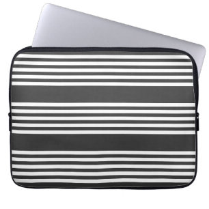 White and charcoal five stripes pattern laptop sleeve