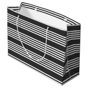 White and charcoal five stripes pattern large gift bag