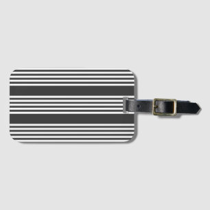 White and charcoal five stripes pattern luggage tag