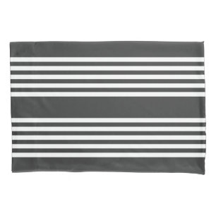 White and charcoal five stripes pattern pillowcase
