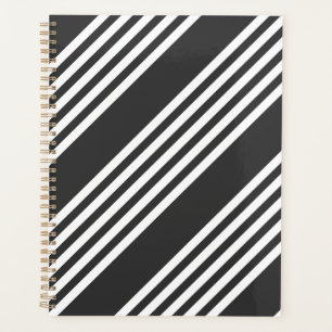 White and charcoal five stripes pattern planner