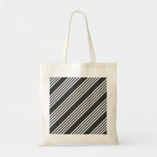 White and charcoal five stripes pattern tote bag