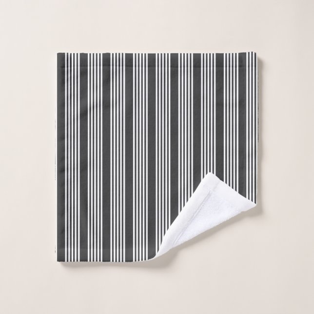 White and charcoal five stripes pattern wash cloth (Wash Cloth)